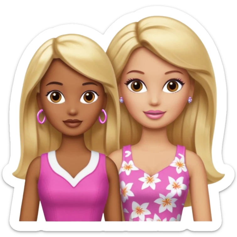 Brown skin blonde hair Barbie with Lilly in hair  sticker