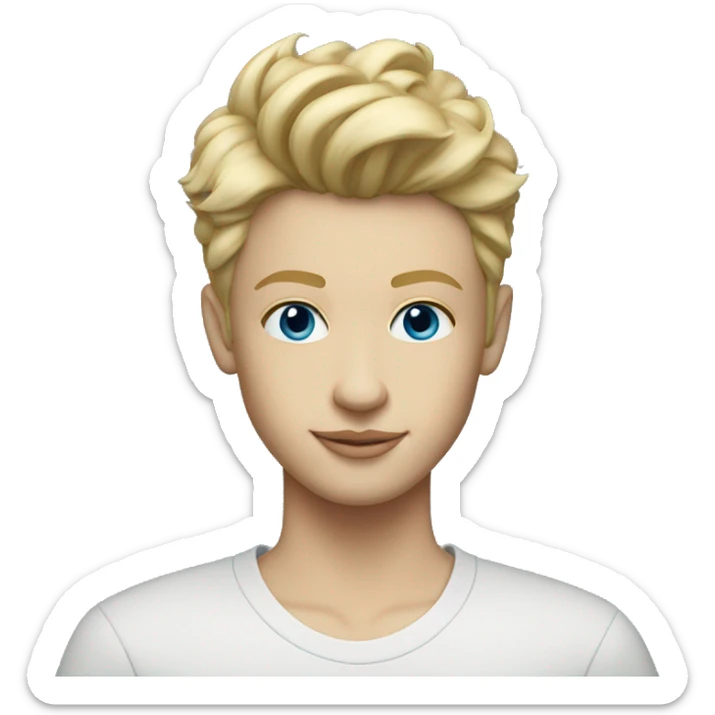 short textured quiff blonde hair white teenager with blue eyes sticker