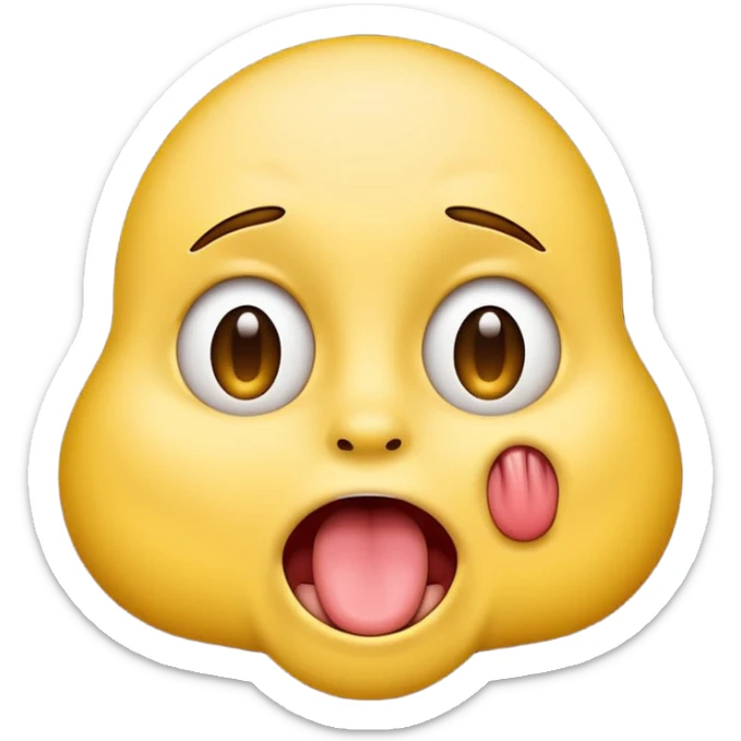 Make an emoji shaking his head with his eyes wide open and his tongue out sticker