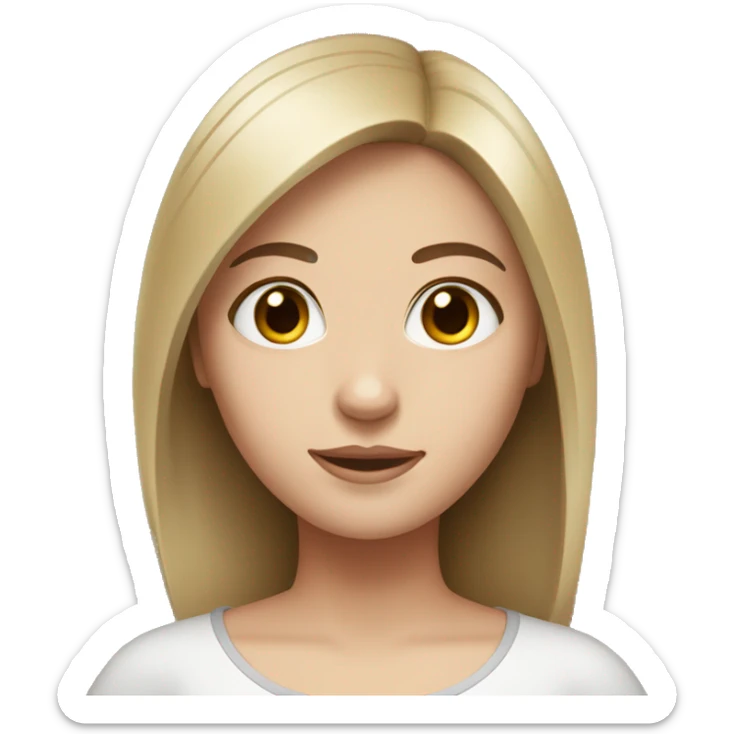 brunette girl with straight and a pretty face with white skin colour sticker