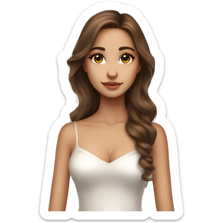 Beautiful angel wings long dress brown hair eyelashes sticker