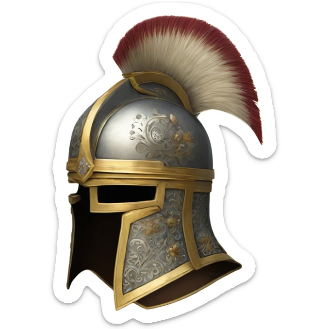 ornate french full-face armet helmet intricate inlays sticker