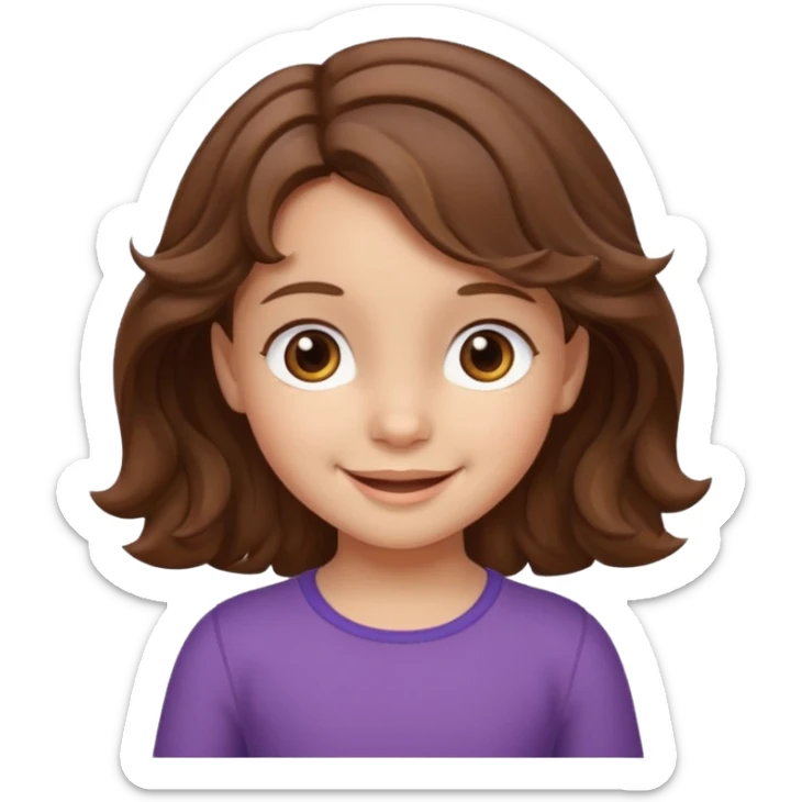 3yr old girl wavy/cyrly brown hair brown eyes skinny sticker