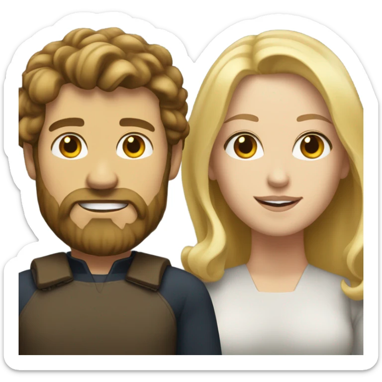 White man brown hair and beard white woman blonde hair  sticker