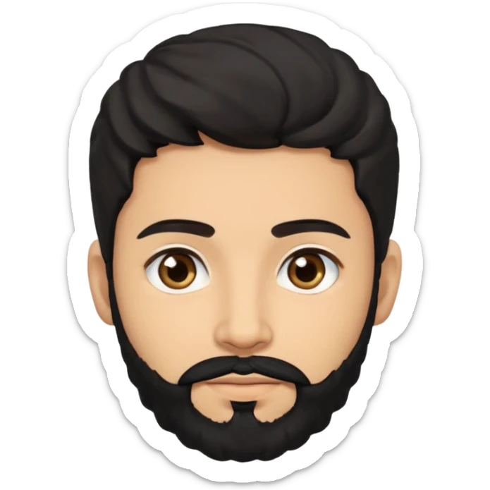 young lightskin Pakistani man with black beard wavy hair and almond shaped brown eyes and thick eyebrows sticker