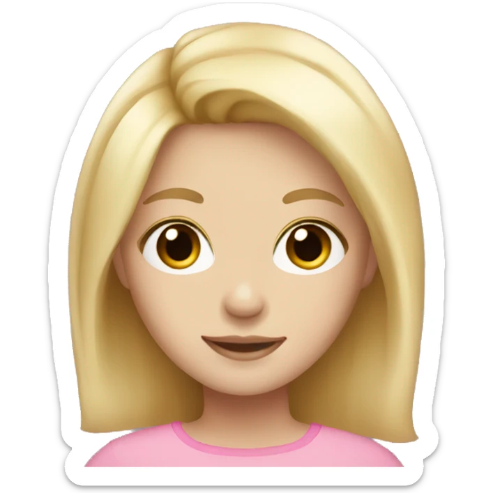 girl with blonde hair, pale skin, brown eyes and wearing pink  sticker