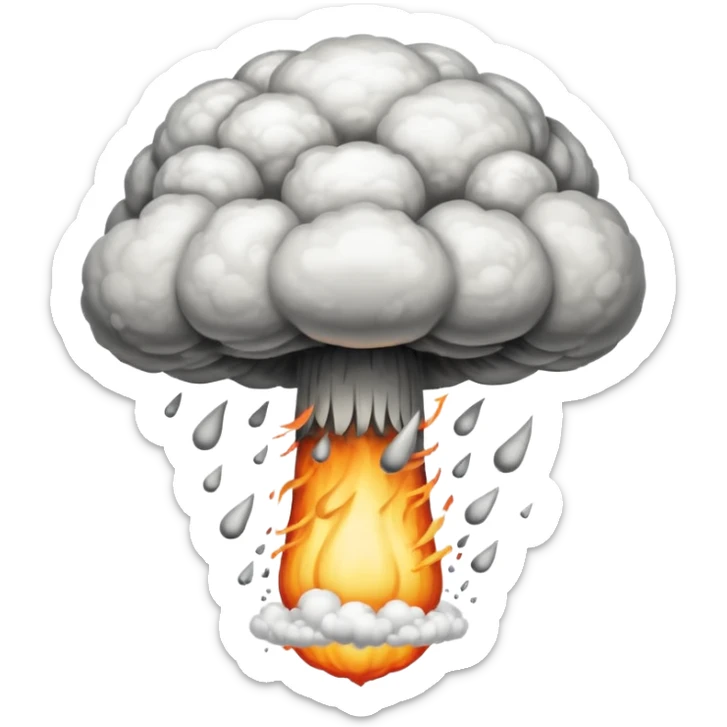 atomic bomb mushroom cloud in the shape of the letter T sticker