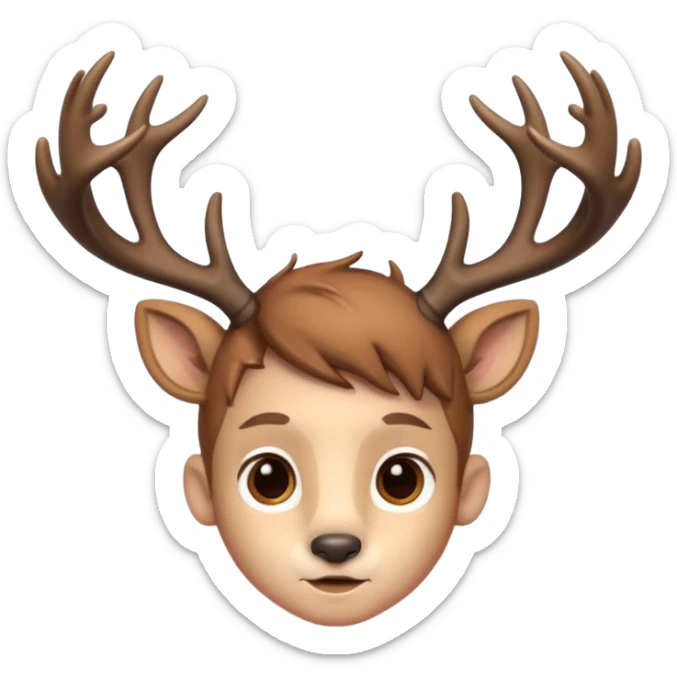 cute deer boy with antlers, bambi boy hybrid, ios emoji style sticker