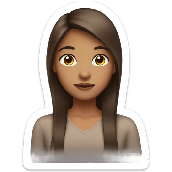 Girl with brown straight hair, Brown eyes and Brown skin  sticker
