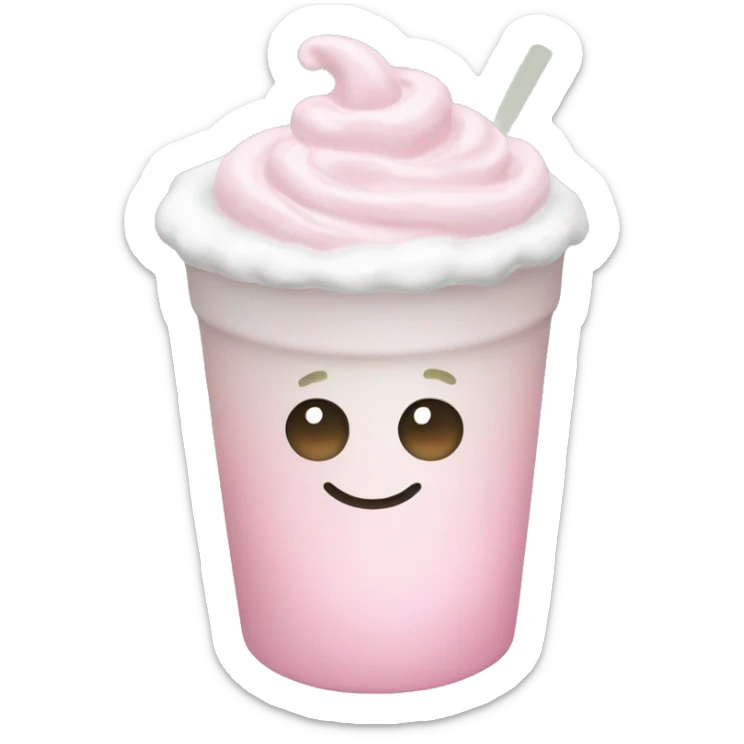 Clear tumblr cup with light pink drink, matcha foam, and whip cream on top sticker