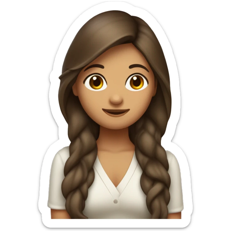 Dos amigas abrazadas,una con pelo un poco chino castaño,de piel blanca más o menos morena y la otra con en cabello largo castaño oscuro con el mismo color de piel sticker