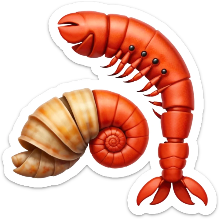 🦞🐚 que salga una claw como del emoji de lobster del emoji de shell de caracol. sticker