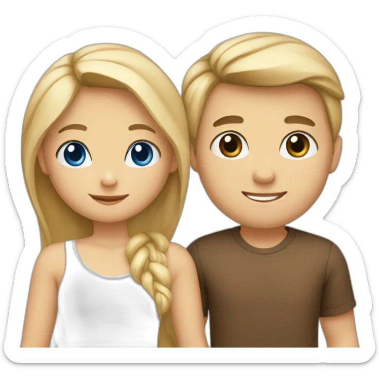 “blonde girl with tan skin and blue eyes holding hands with boy with brown hair and hazel eyes” sticker