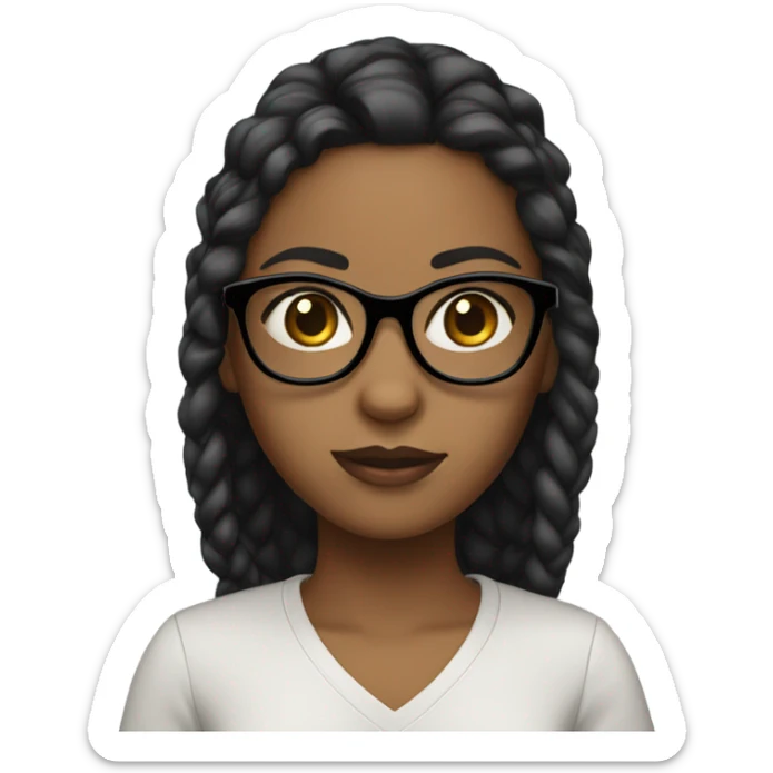 Girl with light brown skin with black glasses big eyes sticker