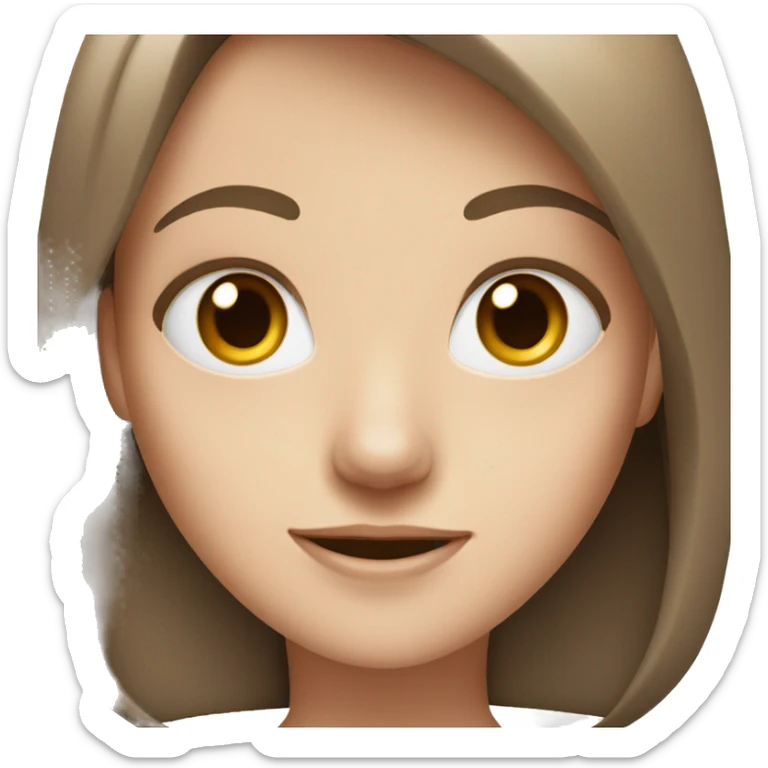 White girl with brown hair and eye in happy mood sticker