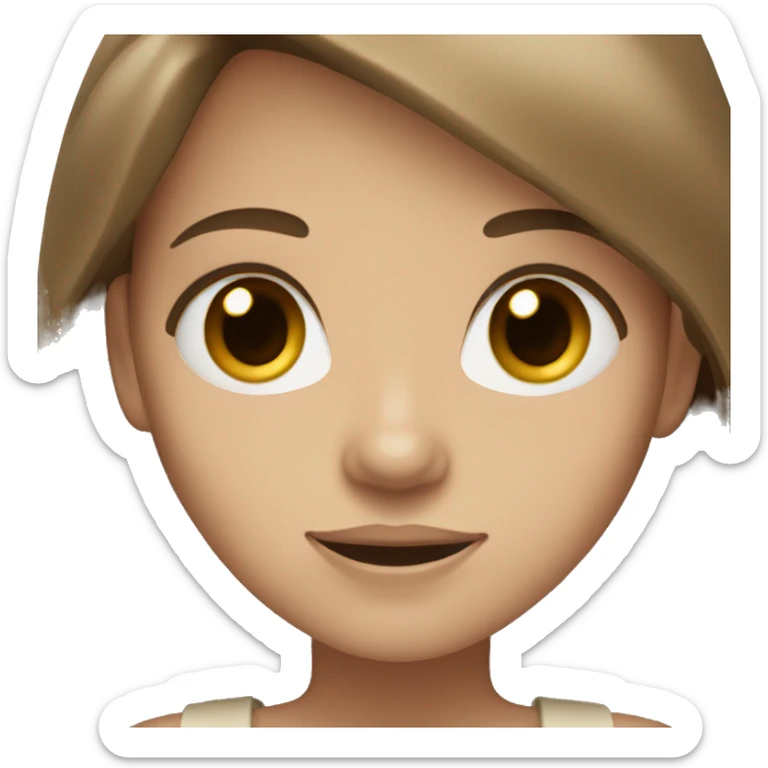 A a girl with long brown hair and light skin(beige)and dark brown eyes sticker