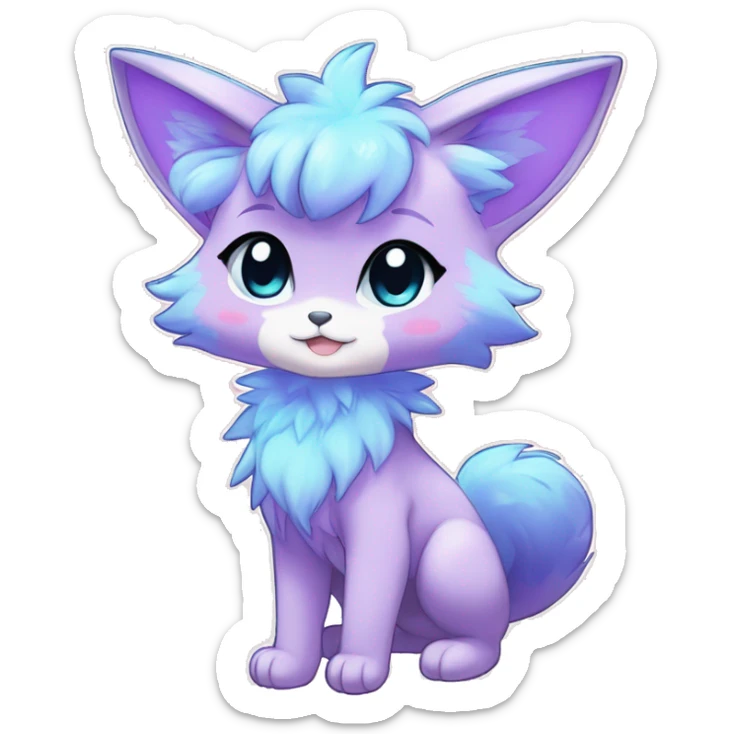 Anthro Cute Gorgeous Petite Shiny Colorful Pastel Glitter Sparkle Stars Anime Chibi Animal-Fakémon-Pokémon-Hybrid Fur Sona Aesthetic Trending Style Full Body sticker