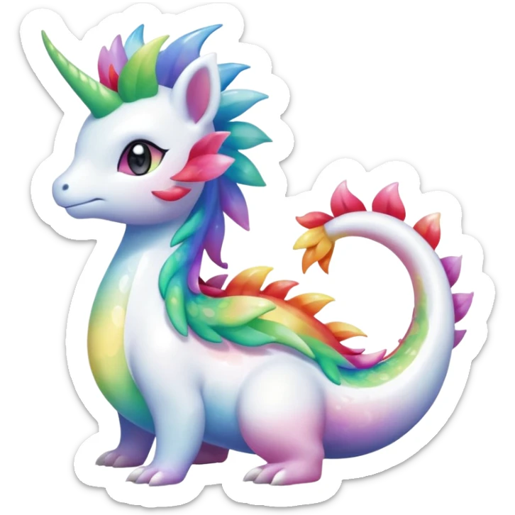 Shiny Sparkly beautiful gorgeous ethereal Scaley Exotic Shaymin-Aurorus-Dragonair-Fakémon-hybrid-creature (full body) sticker