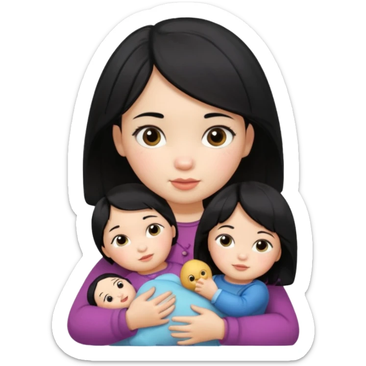 Toddler black hair girl – holding a russia doll sticker
