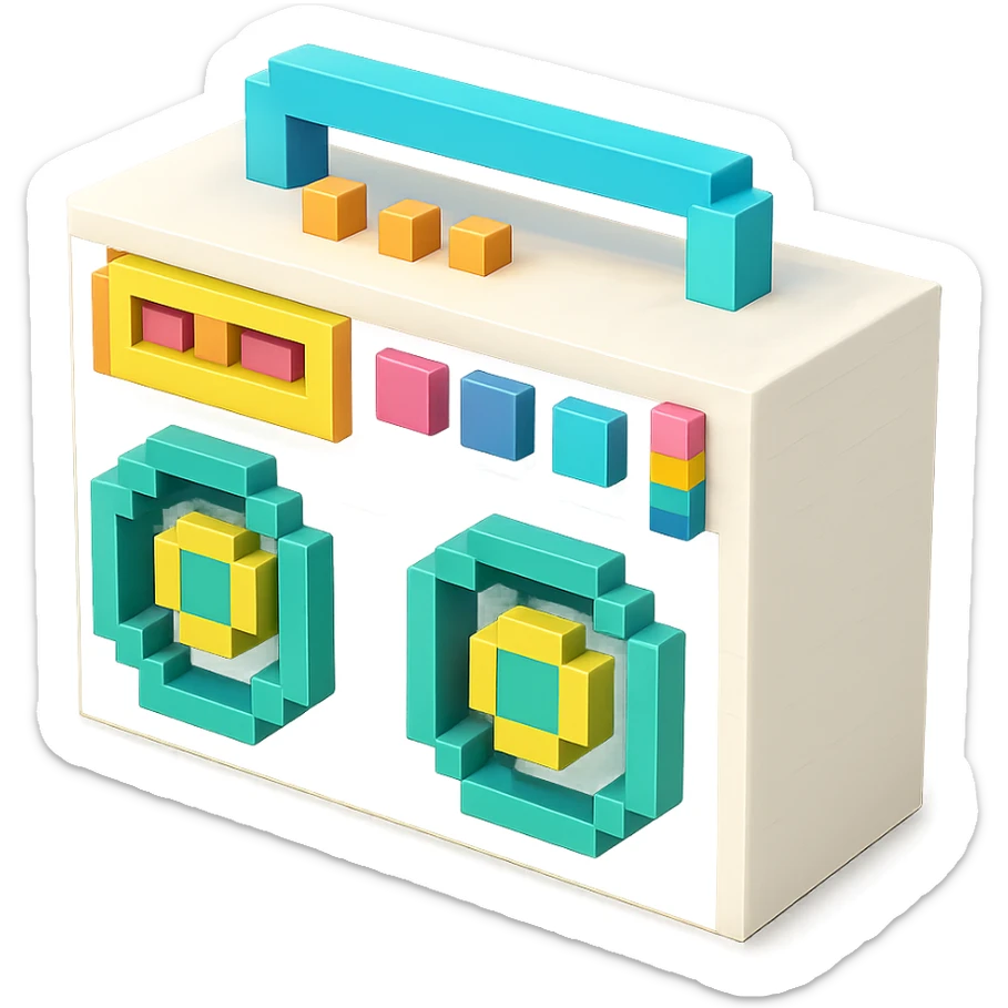 white boombox sticker