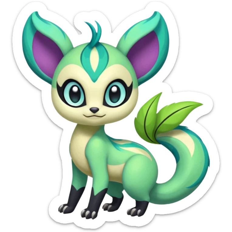 Colorful furry Exotic Meloetta-Virizion-Venom-Stitch-Fakémon-creature-hybrid sticker