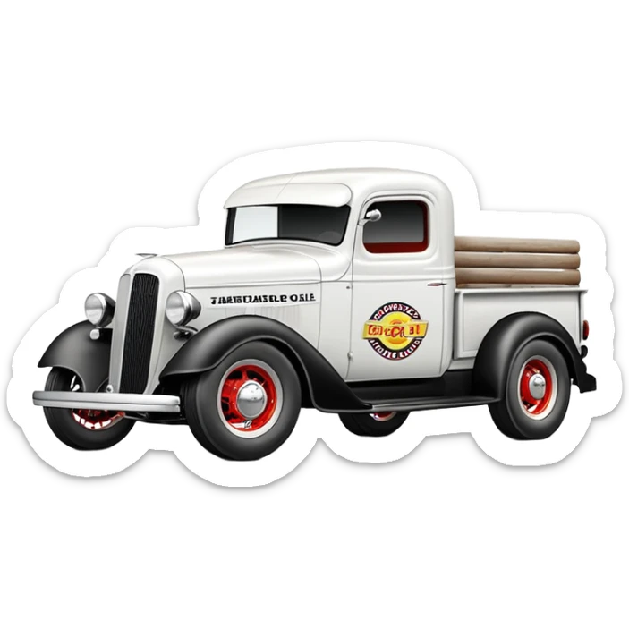 white Standard Oil drag racing 1935 Chevy Rat truck hot rod  sticker