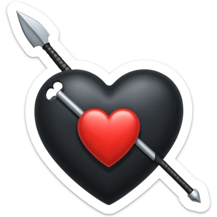 Corazón negro con una flecha q lo atraviesa todo y el corazón negro. sticker