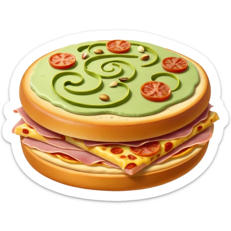 pistachio cream(main), jambon beurre(like flower), pizza sticker