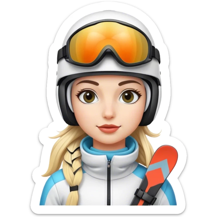 Skiing girly Flamingo with ski helmet, ski goggles , ski and ski boots sticker