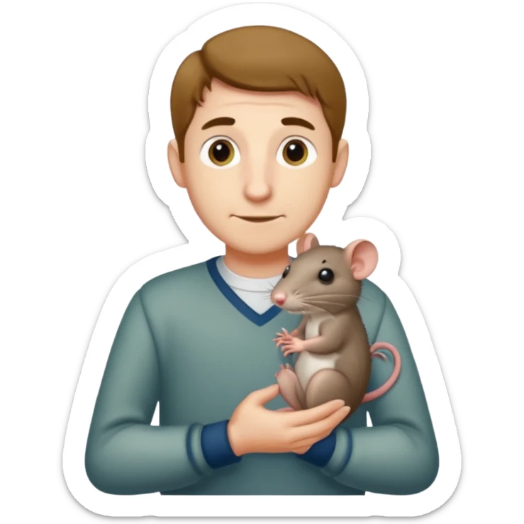 Ron Wizzly' from Harry Potter holding his pet rat in his right hand sticker