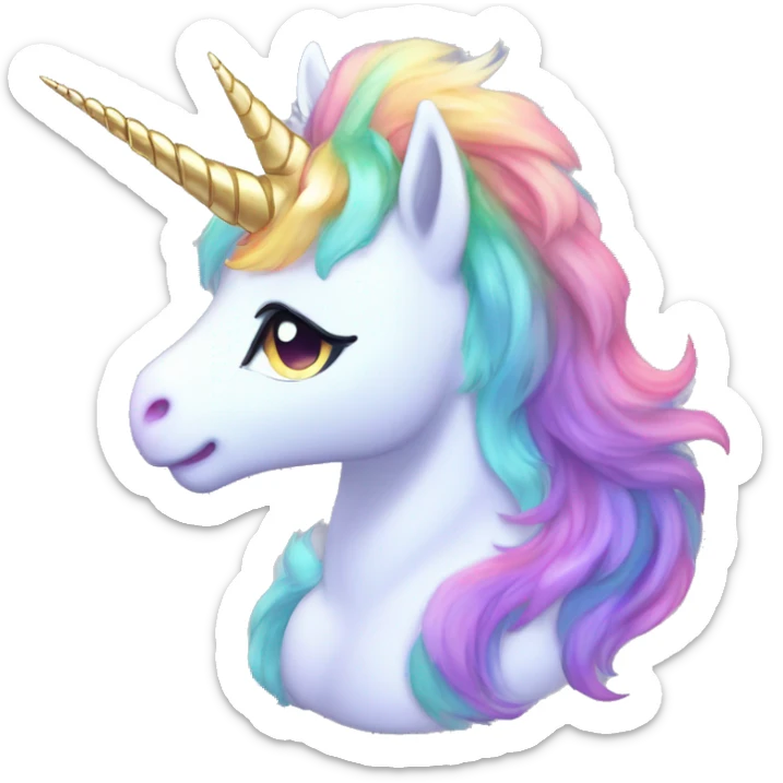 Shiny Sparkly Colorful Fluffy beautiful fantasy unicorn horn Kawaii Ethereal Anthro Sona Fakemon-animal Full Body sticker