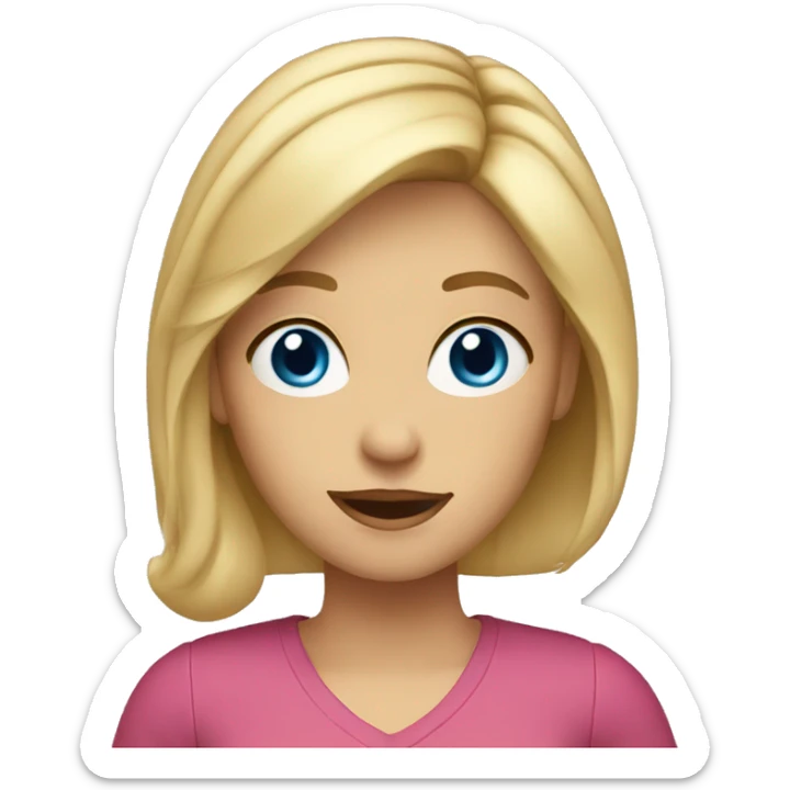 A blond girl around 37 years old, blue eyes and is a loud elementary teacher sticker
