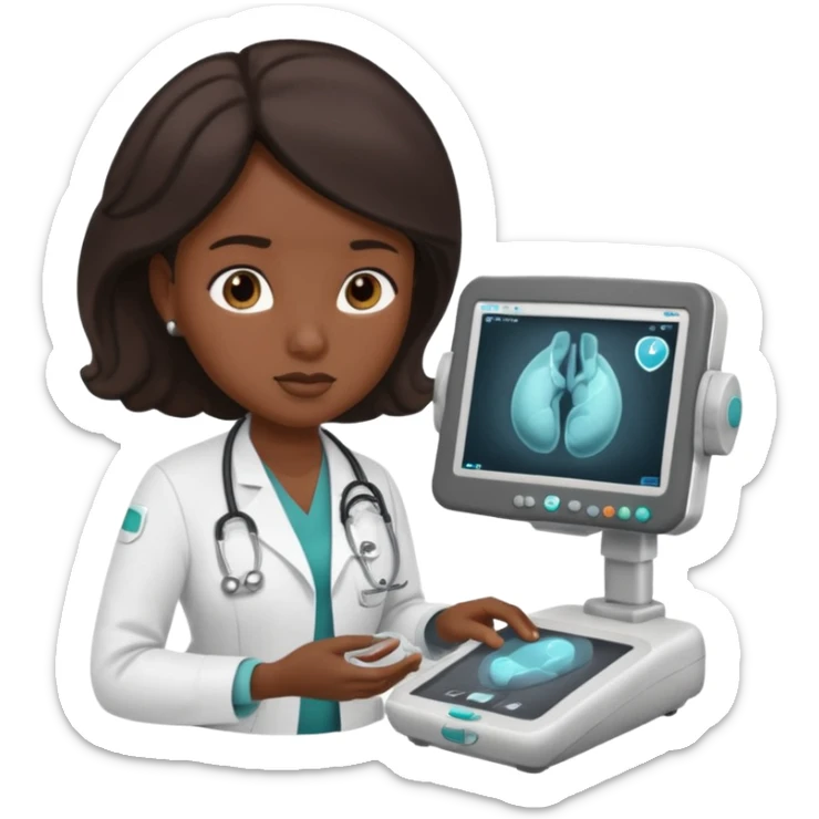 black maternal fetal medicine doctor performing fetal ultrasound sticker