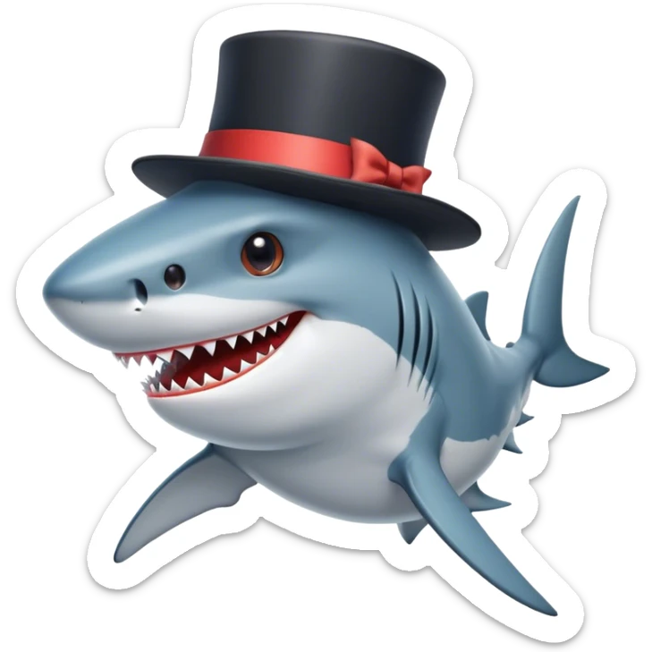 Shark with a top hat sticker