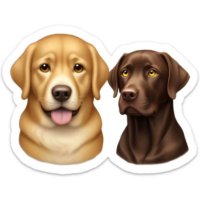 Donald trump with a chocolate lab dog with a white stripe on chest and yellow eyes sticker