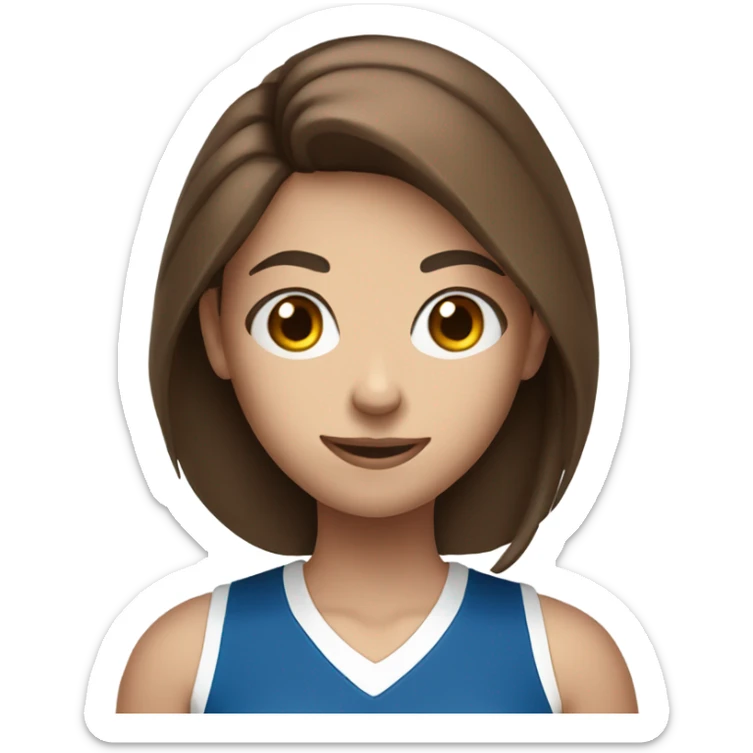 Teen girl with blue eyes and brown hair holding a volleyball  sticker