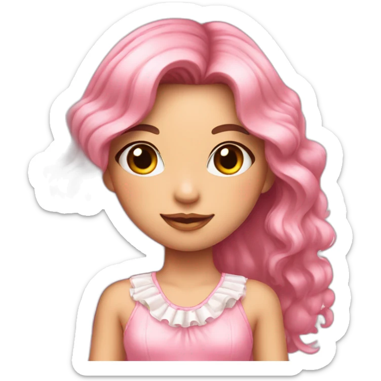 A girl wearing a pink kawaii dress that’s very frilly and girly  sticker