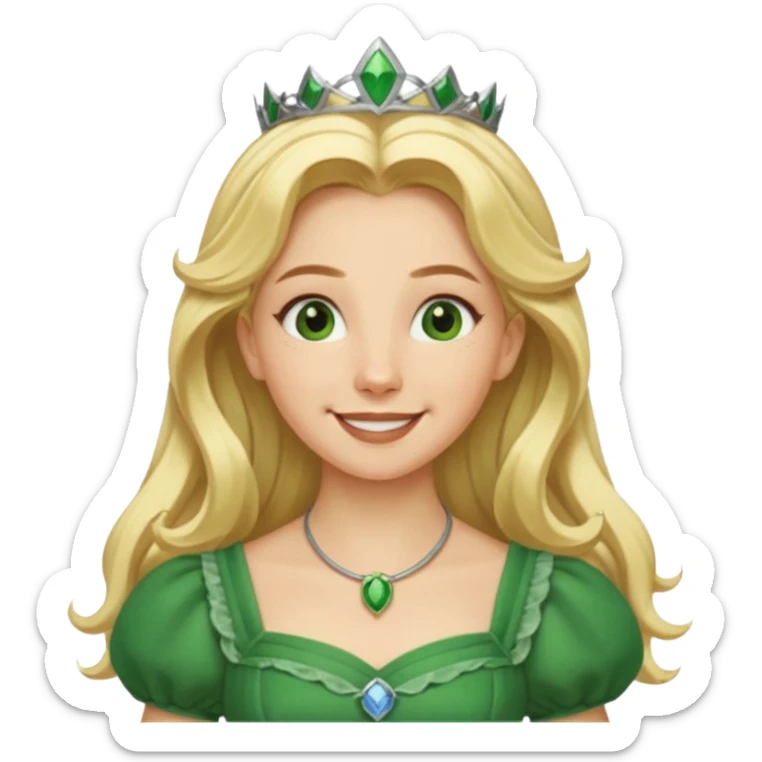 Ozma from the Wizard of Oz with long blonde hair, green outfit sticker