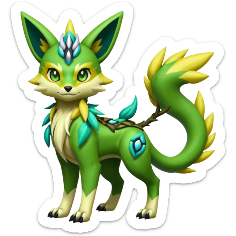  Exotic Ivy Meloetta-Zygarde-Zeraora-Renamon-Protogen-Palkia-hybrid-fusion-Fakémon-creature, full body sticker