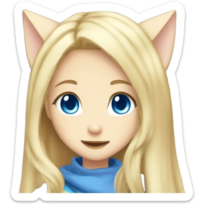 Anime catgirl, blonde hair, blue eyes, long hair sticker