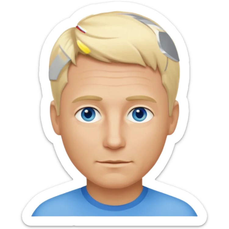 real human male short blond hair blue eyes 5ft 9 140lbs 54 years old Italian sticker