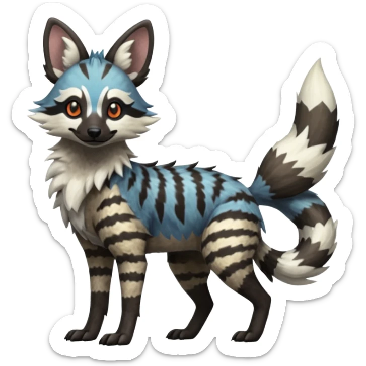 Colorful Silvally-Aardwolf-Nargacuga-Trico-Genet-fusion-animal-hybrid-creature, full body sticker