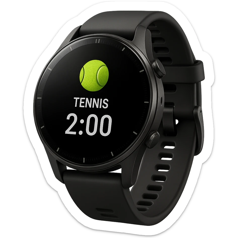 smartwatch con modalità attiva di tennis che segna 2 ore di tennis, REALISTICA 4K sticker