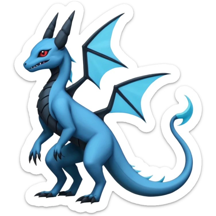 Edgy gothic dark Salandit-Glaceon-Salamence-hybrid-fusion (full body) sticker