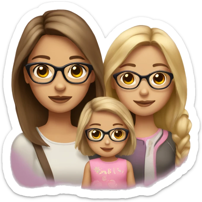 girl with brown blonde highlights and glasses with baby girl sticker