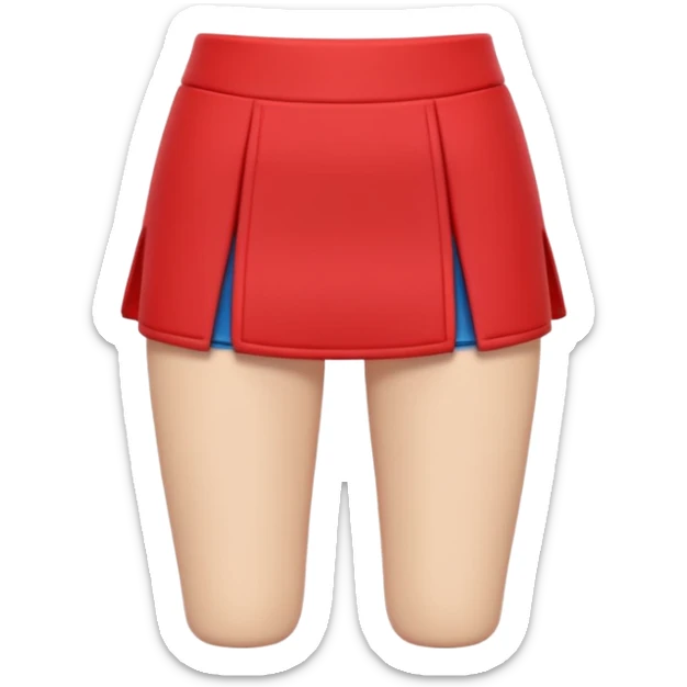 A 3D cartoon red skort (skirt-shorts combo) with gentle fabric folds and neat finish, isolated on plain background, Memoji-style. sticker