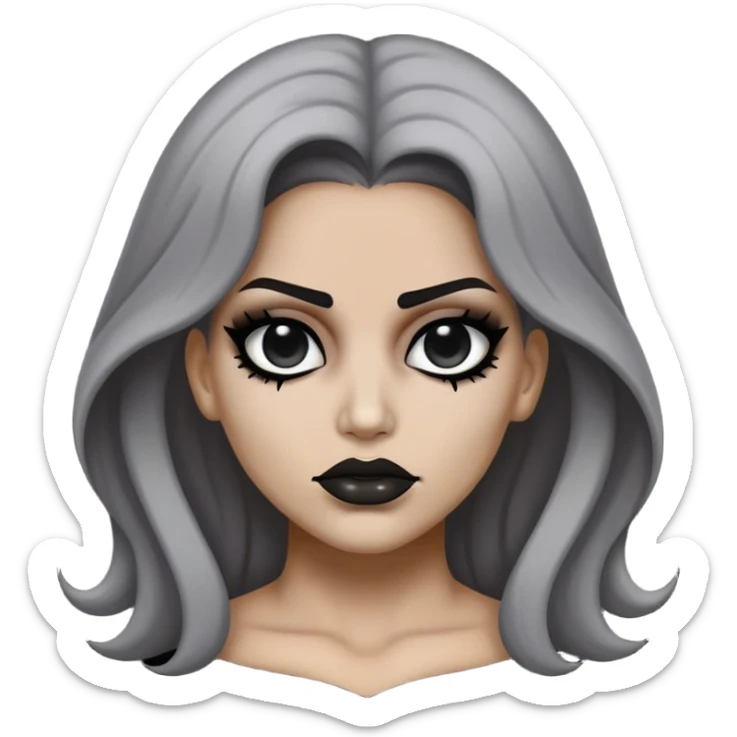 Super idol with a dirty cursed Selene Delgado face with no eyes and the background is pitch black and super idol is (a little dark) gray sticker