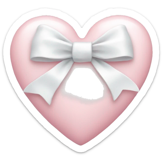 Pastel pink heart with white bow sticker