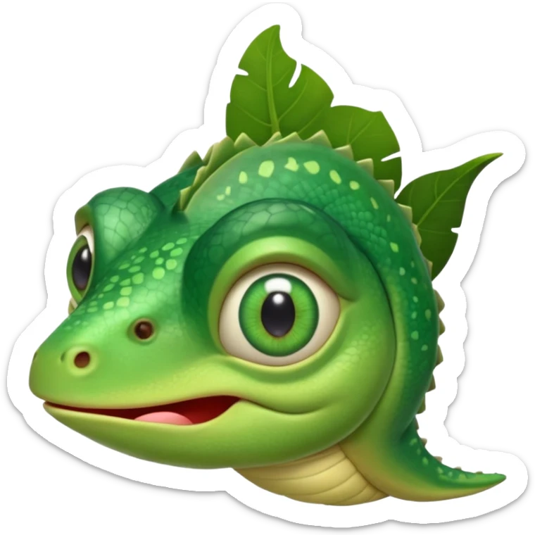 Emoji de camaleón, que sea bonito, tierno y único para compartir con mi pareja, entonces que sea único, que sea parecido al camaleón de la película de rapumcel de Disney  sticker