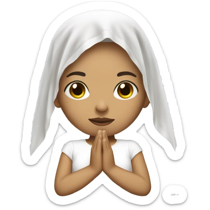 Light skin girl praying with eyes closed and lace white veil  sticker